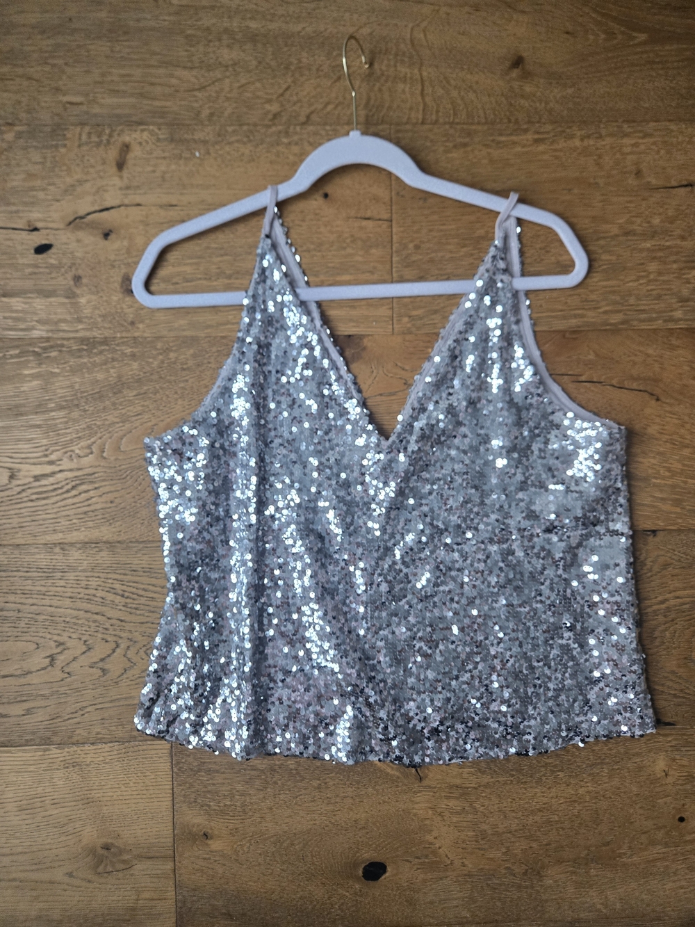 J. Crew Collection Silver Sequin V-Neck Camisole